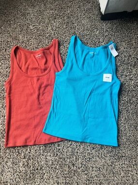 Old Navy Ribbed Tank Tops in Rust and Teal